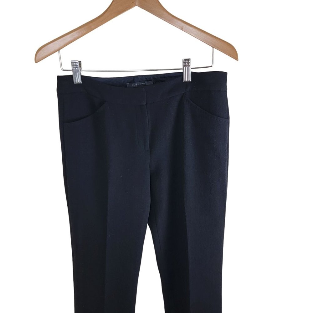 Elie Tahari Women Woven Virgin Wool Straight Leg Trouser Pants Black size 6 - Picture 2 of 8